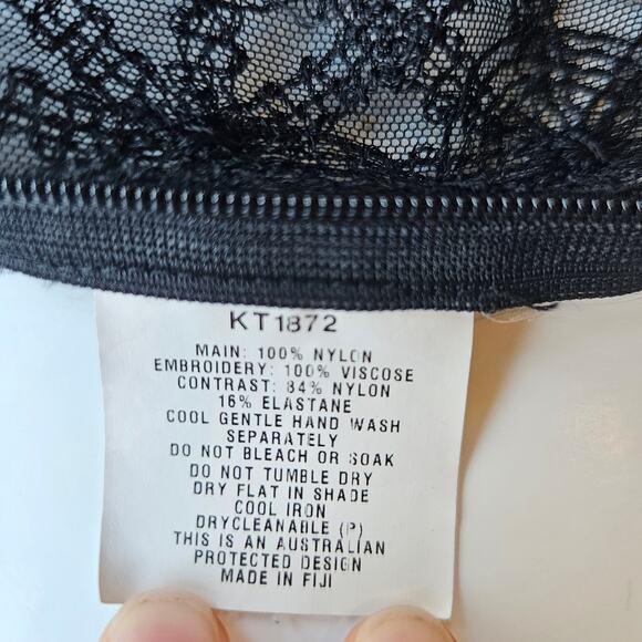 Kookai Black Geometric Lace Longsleeve Top Size 4 (36) - Picture 5 of 8